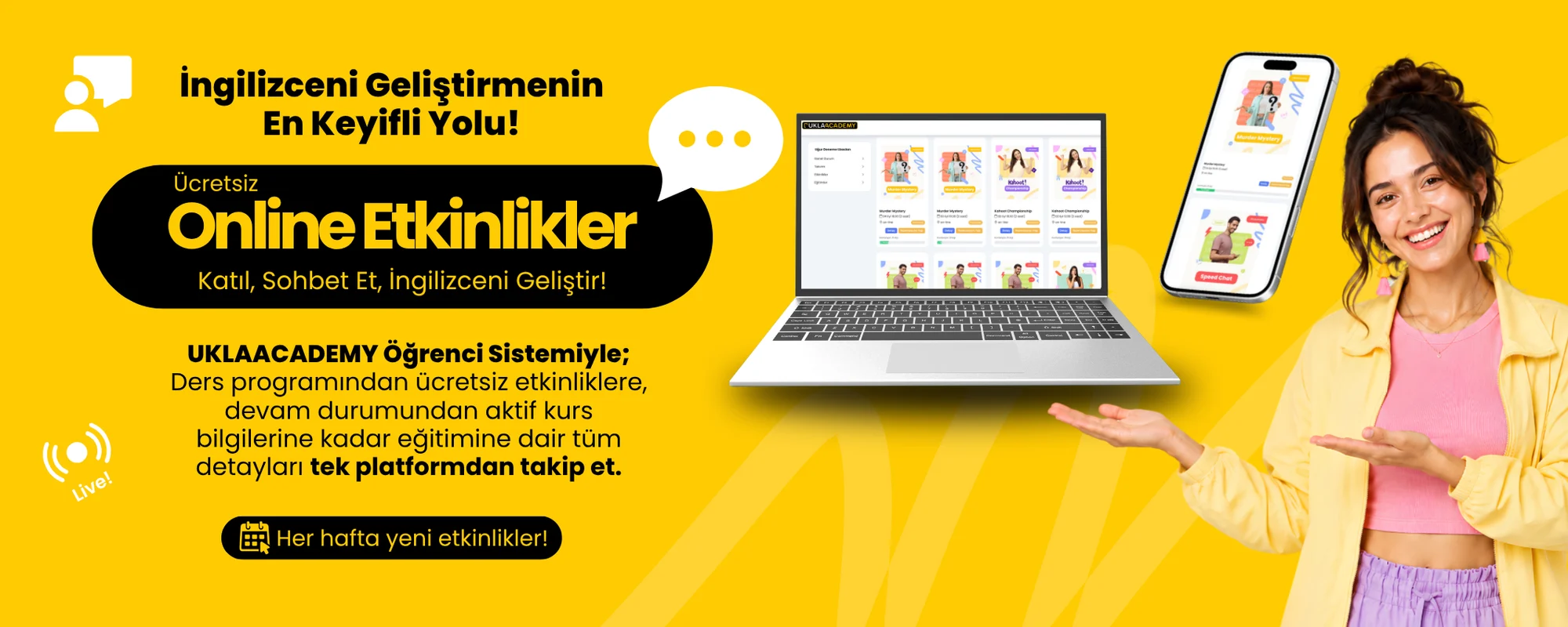 Ücretsiz online etkinlikler — katıl, sohbet et, İngilizceni geliştir